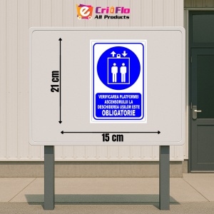 Indicator Verificarea platformei ascensorului la deschiderea usilor este obligatorie, Sticker autocolant - Img 2