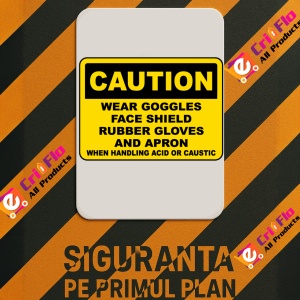 Indicator When Handling Acid or Caustic Sign, Sticker autocolant - Img 3