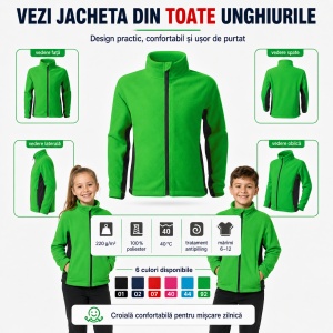 Jachetă Fleece Copii Tip Bluză Hanorac cu Fermoar, Călduroasă și Moale – Frosty 529 - Img 9