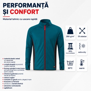 Jachetă Polar Fleece Stretch Bărbați tip Bluză Hanorac cu Fermoar Malfini Rimeck Vertex W41 – 280 g/m² - Img 8