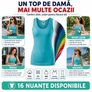 Maiou damă Malfini Triumph 136, top casual / tricou fără mâneci, 95% bumbac, XS–2XL, 16 culori - Img 4