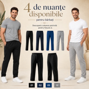 Pantaloni Bărbați tip Trening Casual, Lejeri din Bumbac cu Talie Elastică – Comfort 607