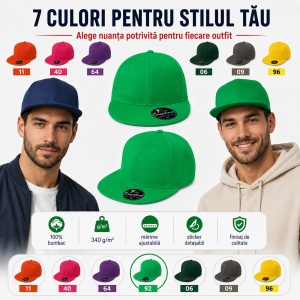 Șapcă Bărbat Unisex tip Snapback cu Cozoroc Drept, Reglabilă – RAP 6P 302 - Img 8