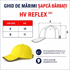 Șapcă Bărbați Reflectorizantă și Fluorescentă, Reglabilă cu Velcro – HV Reflex 3V5 - Img 3
