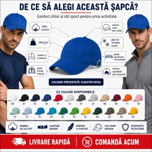 Șapcă Bărbați Sport din Bumbac, Reglabilă cu Cataramă și Cozoroc Curbat – 5P 307 - Img 3