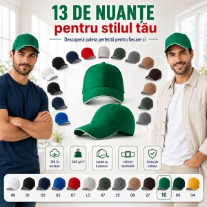 Șapcă Bărbați Sport din Bumbac, Reglabilă cu Cataramă și Cozoroc Curbat – Sandwich 6P 306 - Img 7