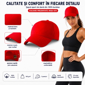 Șapcă Damă Sport din Bumbac, Reglabilă cu Cataramă și Cozoroc Curbat – 5P 307 - Img 10