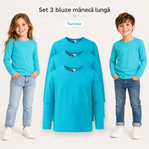 Set 3 bluze mâneca Lungă Copii din Bumbac | 8 culori disponibile - 121 - Img 14