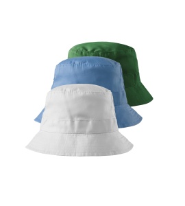 Imagine de prezentare a setului de 3 palarii unisex si culorile disponibile alb, verde, albastru