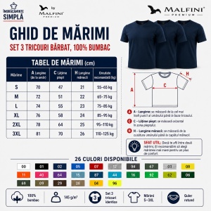 Set 3 Tricouri Bărbat în Aceeași Nuanță, 100% Bumbac, 145 g/m², Guler Rotund, 26 Culori, Mărimi S–3XL - Img 7