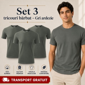 Set 3 Tricouri Bărbat în Aceeași Nuanță, 100% Bumbac, 145 g/m², Guler Rotund, 26 Culori, Mărimi S–3XL - Img 17