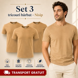 Set 3 Tricouri Bărbat în Aceeași Nuanță, 100% Bumbac, 145 g/m², Guler Rotund, 26 Culori, Mărimi S–3XL - Img 27