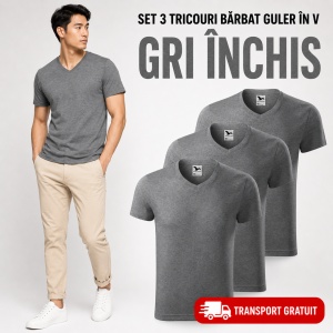 Set 3 Tricouri Bărbați cu Guler în V Malfini 146, Premium, 100% Bumbac, Slim Fit, Transport Gratuit - Img 14