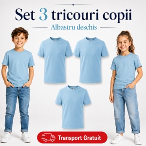 Set 3 tricouri copii din bumbac 100% – 33 nuanțe disponibile, fete și băieți Transport Gratuit - Img 13