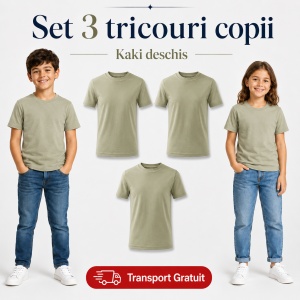 Set 3 tricouri copii din bumbac 100% – 33 nuanțe disponibile, fete și băieți Transport Gratuit - Img 23