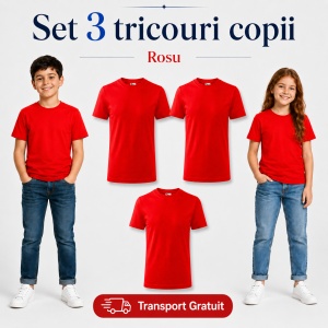 Set 3 tricouri copii din bumbac 100% – 33 nuanțe disponibile, fete și băieți Transport Gratuit - Img 33