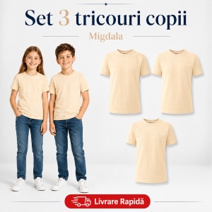 Set 3 Tricouri Copii din Bumbac 100% – Mânecă Scurtă, 35 Culori, Fete și Băieți - Img 25