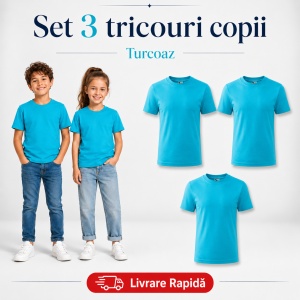 Set 3 Tricouri Copii din Bumbac 100% – Mânecă Scurtă, 35 Culori, Fete și Băieți - Img 35