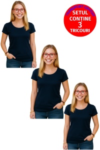 Set 3 tricouri Dama Bumbac Simplu Casual Elegant lejer, tricou decoltat femeie, Dama - Img 3