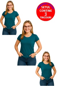 Set 3 tricouri Dama Bumbac Simplu Casual Elegant lejer, tricou decoltat femeie, Dama - Img 23