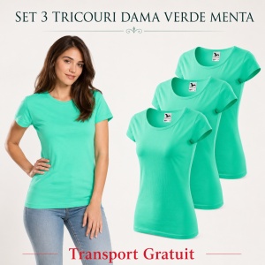 Set 3 tricouri simple dama bumbac 100%, Elegant casual cu decolteu femei, 122 - Img 12