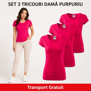 Set 3 tricouri simple dama bumbac 100%, Elegant casual cu decolteu femei, 122 - Img 32