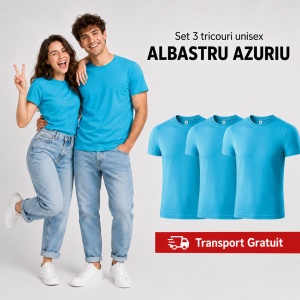 Set 3 tricouri unisex damă și bărbat, 100% bumbac, aceeași culoare, 22 nuanțe disponibile - Img 13
