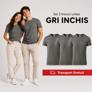 Set 3 tricouri unisex damă și bărbat, 100% bumbac, aceeași culoare, 22 nuanțe disponibile - Img 23