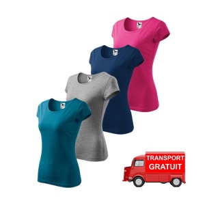 Set 4 tricouri pentru femei din bumbac 100% - roz, albastru petrol, gri inchis, albastru regal 122 - Img 1