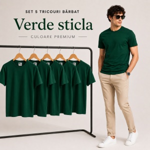 Set 5 Tricouri Bărbat în Aceeași Nuanță, 100% Bumbac, 145 g/m², Guler Rotund, 26 Culori, Mărimi S–3XL - Img 32