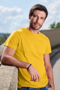Set 5 tricouri clasice Galben, barbatesti din bumbac 100%, clasice pentru barbati 132 - Img 3