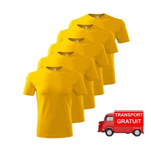 Set 5 tricouri clasice Galben, barbatesti din bumbac 100%, clasice pentru barbati 132
