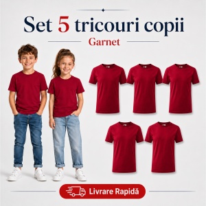 Set 5 tricouri copii din bumbac 100% – fete și băieți, 33 nuanțe disponibile - Img 20