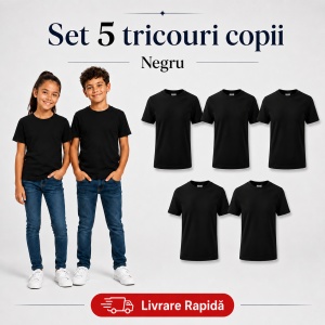 Set 5 tricouri copii din bumbac 100% – fete și băieți, 33 nuanțe disponibile - Img 30