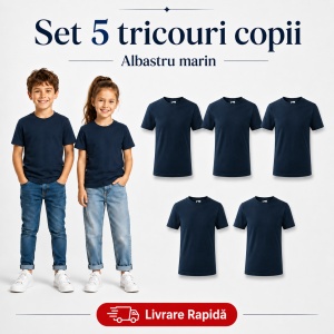Set 5 Tricouri Copii din Bumbac 100% – Mânecă Scurtă, 33 Nuanțe, Fete și Băieți - Img 13