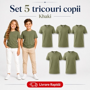 Set 5 Tricouri Copii din Bumbac 100% – Mânecă Scurtă, 33 Nuanțe, Fete și Băieți - Img 23