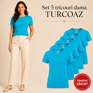 Set 5 tricouri damă simple casual | din bumbac 100%, slim fit XS - 2XL - Img 16