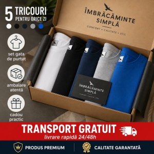 Set 5 tricouri din Bumbac 100% pentru barbati, multicolor, 132-MixColor- Marimi Mari - Img 9