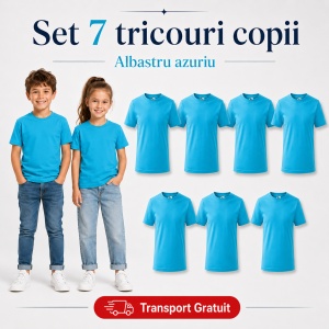Set 7 Tricouri Copii din Bumbac 100% – Mânecă Scurtă, 33 Nuanțe, Fete și Băieți - Img 11