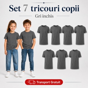 Set 7 Tricouri Copii din Bumbac 100% – Mânecă Scurtă, 33 Nuanțe, Fete și Băieți - Img 21