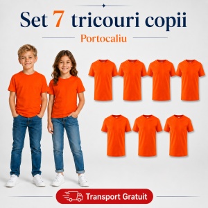 Set 7 Tricouri Copii din Bumbac 100% – Mânecă Scurtă, 33 Nuanțe, Fete și Băieți - Img 31