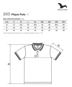 tabel marimi dimensiuni tricou polo barbati