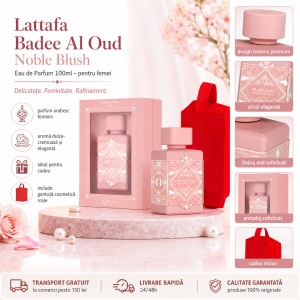 Set parfum Lattafa Badee Al Oud Noble Blush 100ml, parfum Arabesc, Femei, Gentuta cosmetice - Img 10