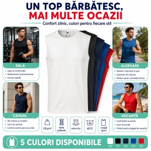 Top sport bărbați / tricou fără mâneci Malfini Breeze 820, 100% poliester, 5 culori - Img 8