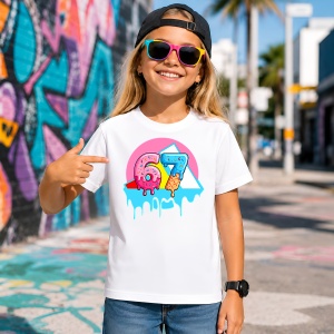 Tricou 67 Sase Sapte Inghetata Topita Design Urban Neon Roz, din bumbac 100% Copii | Dama | Barbat - Img 4