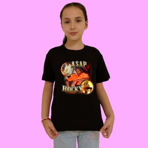 Tricou A$AP Rocky - Orange Theme, muzica Hip-Hop / Rap, Dama | Barbat | Copii, Culoare Negru - Img 2