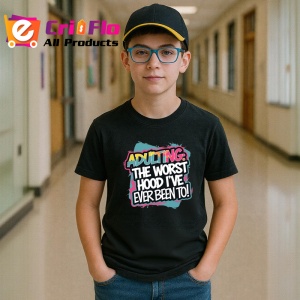 Tricou Adulting Worst Hood Ive Been To, Copii | Dama | Barbat, culoare negru - Img 9