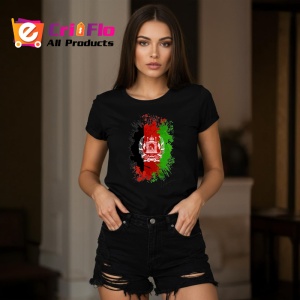 Tricou Afghanistan Steag Splash Art, Copii | Dama | Barbat, culoare negru