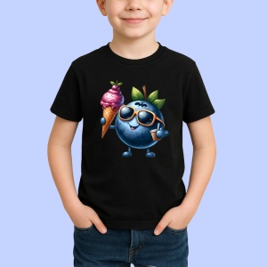Tricou Afine amuzant de vara cu inghetata, Fructe, Copii | Dama, culoare negru