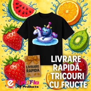 Tricou Afine amuzant de vara in poney, Fructe, Copii | Dama, culoare negru - Img 12